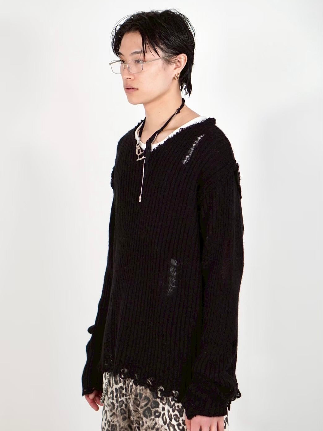 Chikashitsu +】damage reverse v neck knit (3color) – PRESSING WEB SHOP
