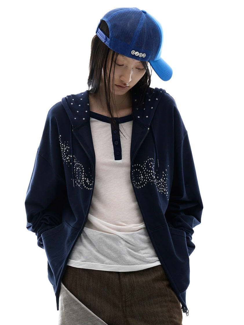 【OJOS】Hotfix Logo Hoodie Zip-up