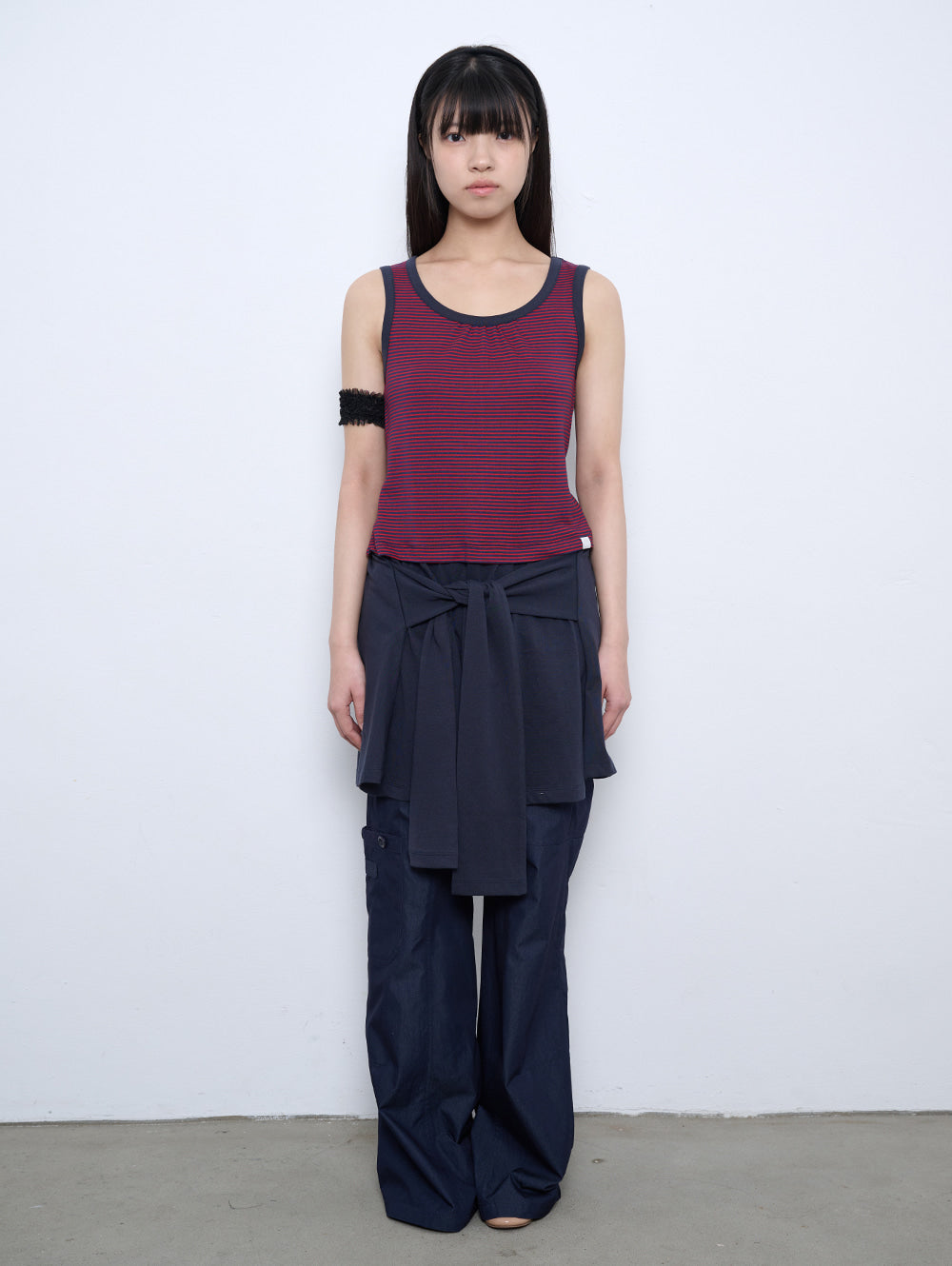 6/8 21:00発売【TUOMIO】STRIPE TIE DRESS