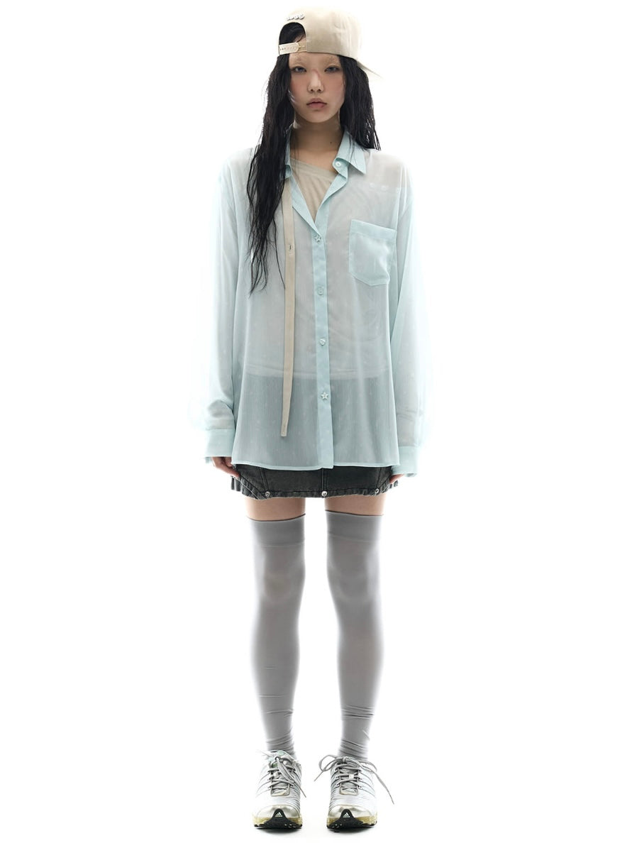 【OJOS】Graphic Sheer Shirts