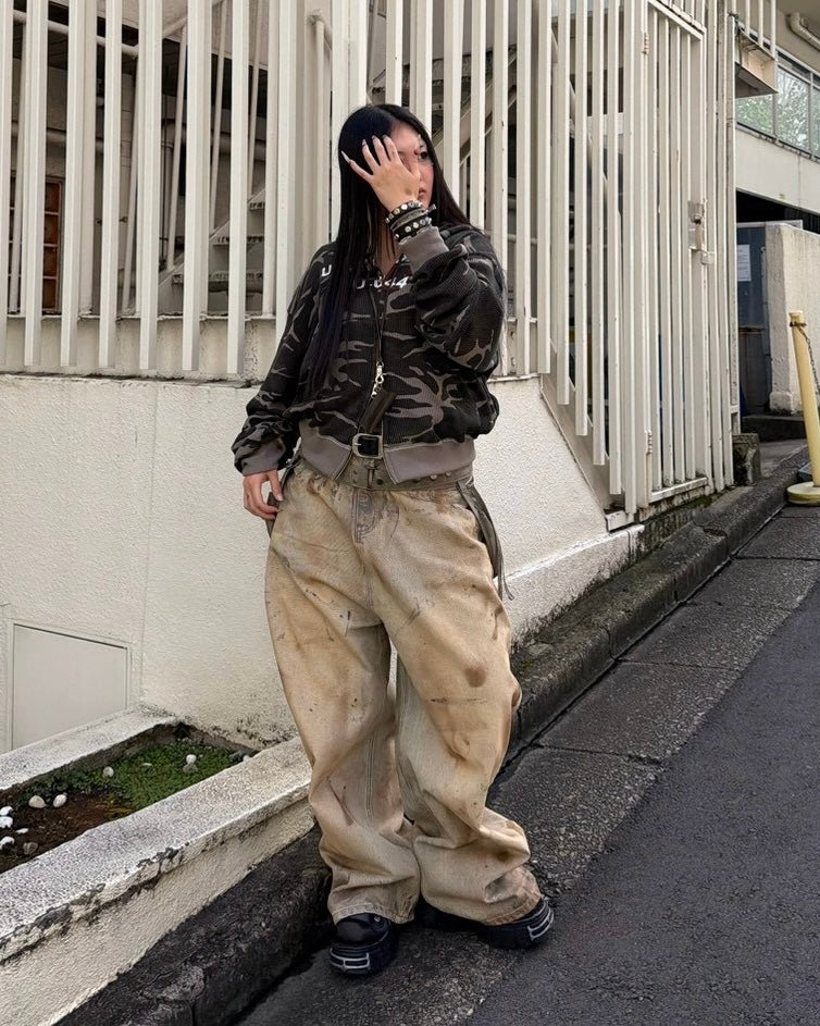 受注制【Never mind the XU】MILITARY CAMO THERMAL ZIP HOODIE (2color)