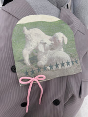 国際配送【Nerd out XU】baby goat ribbon beanie / 【ナードアウトエックスユー】ベイビーゴートリボンビーニー