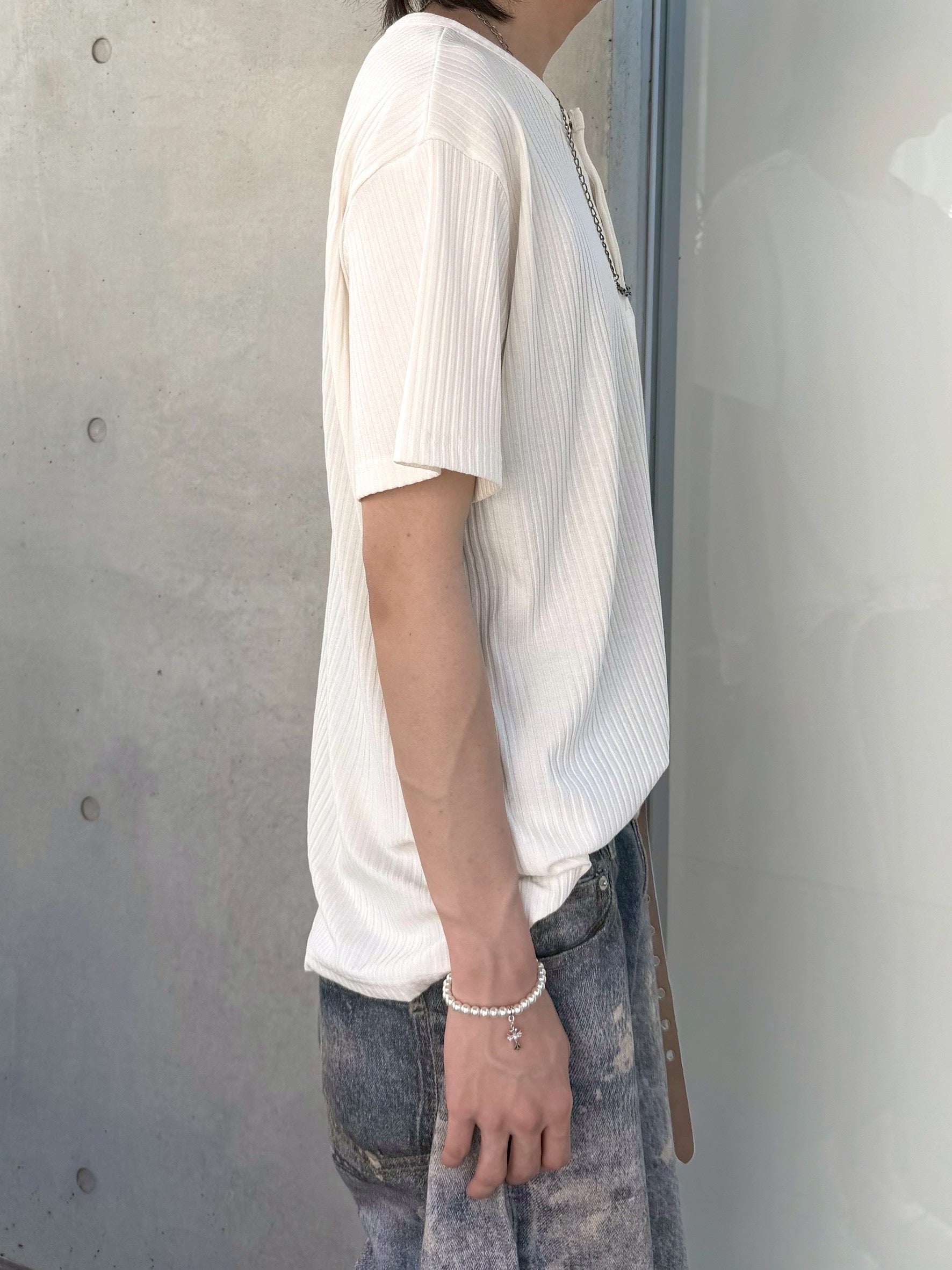 受注制【nmtc+】Shoulder Henley Eyelet Tee (3color)