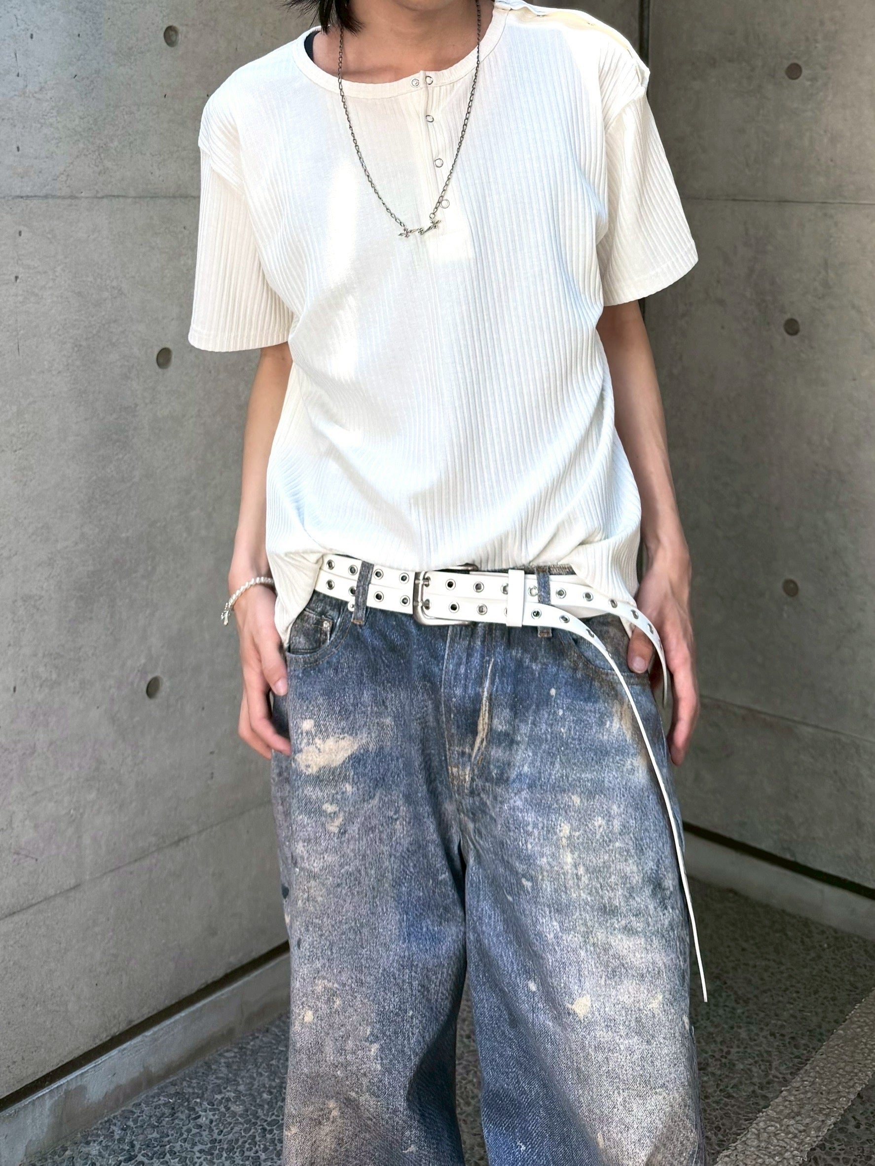 受注制【nmtc+】Shoulder Henley Eyelet Tee (3color)