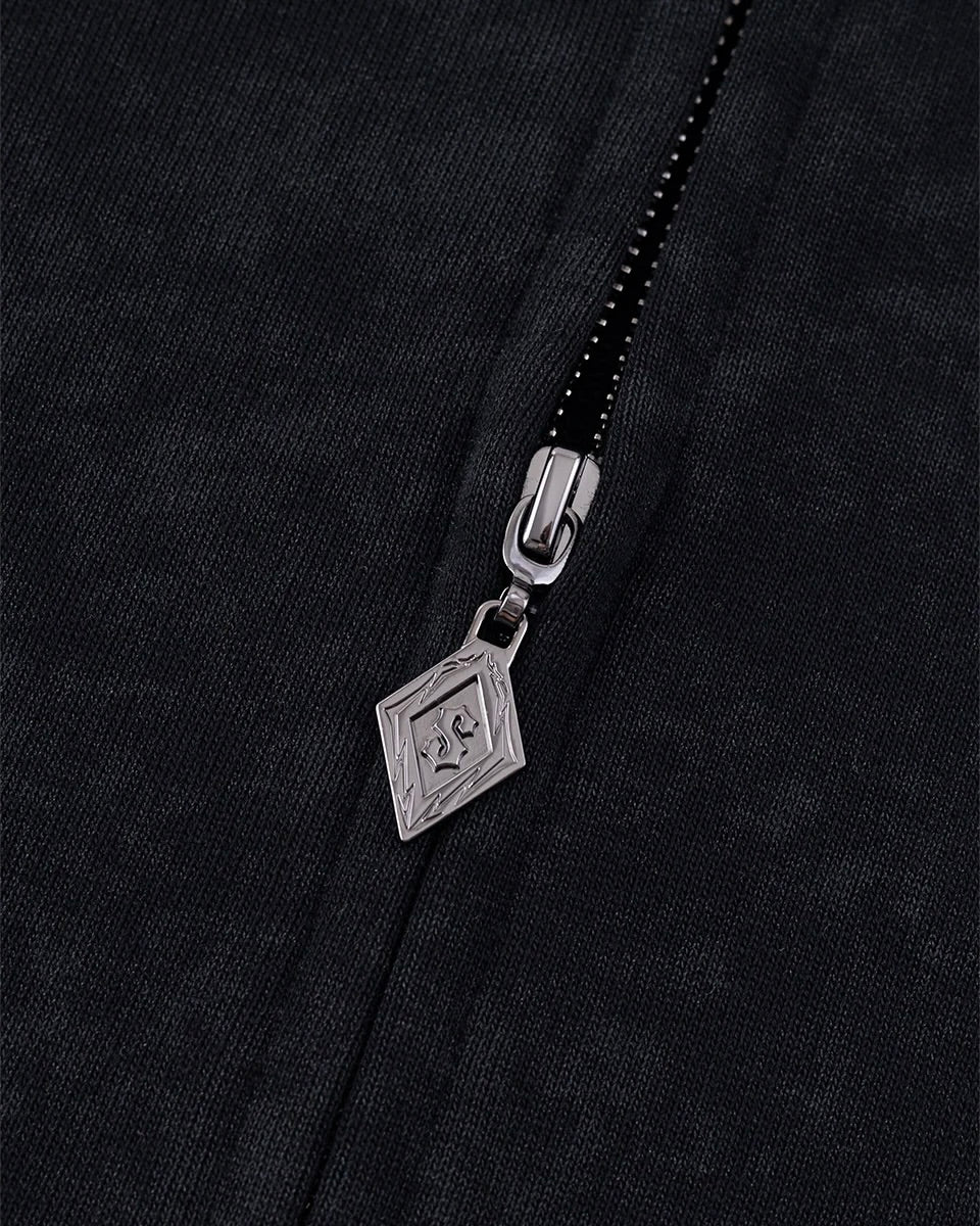 【SUPPLIER】Spray Cross Rhinestone Zip Hoodie