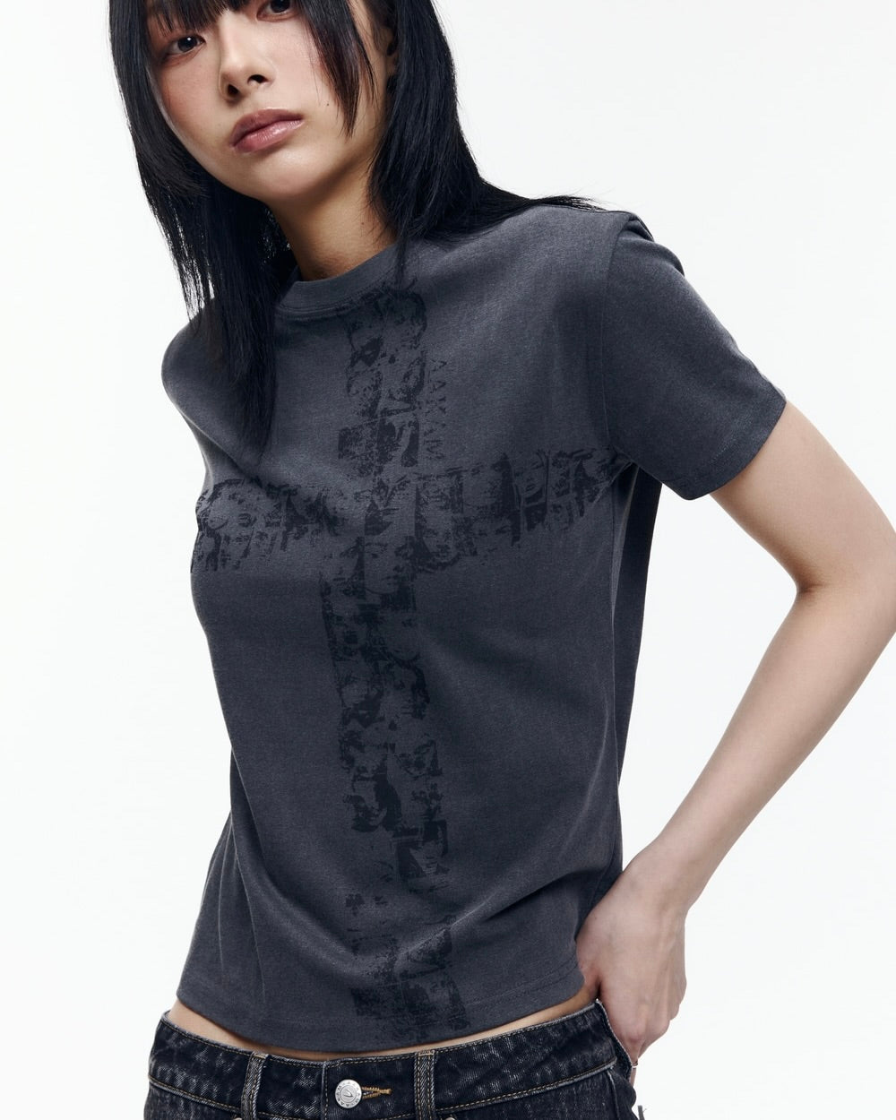 【AAKAM】Mosaic Cross Half Top