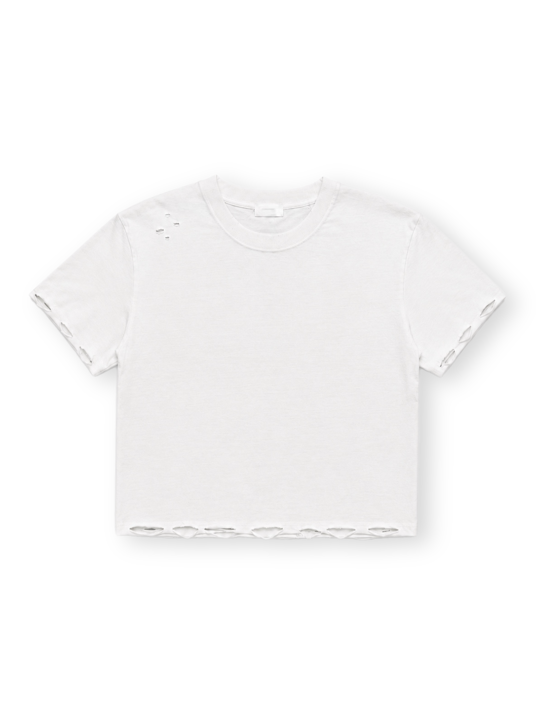 大阪店WEB限定受注制【Chikashitsu +】grunge damage crop t-shirt (3color)