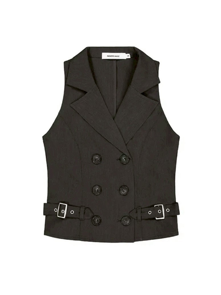 【ROCK CAKE】Double Button Halter Vest