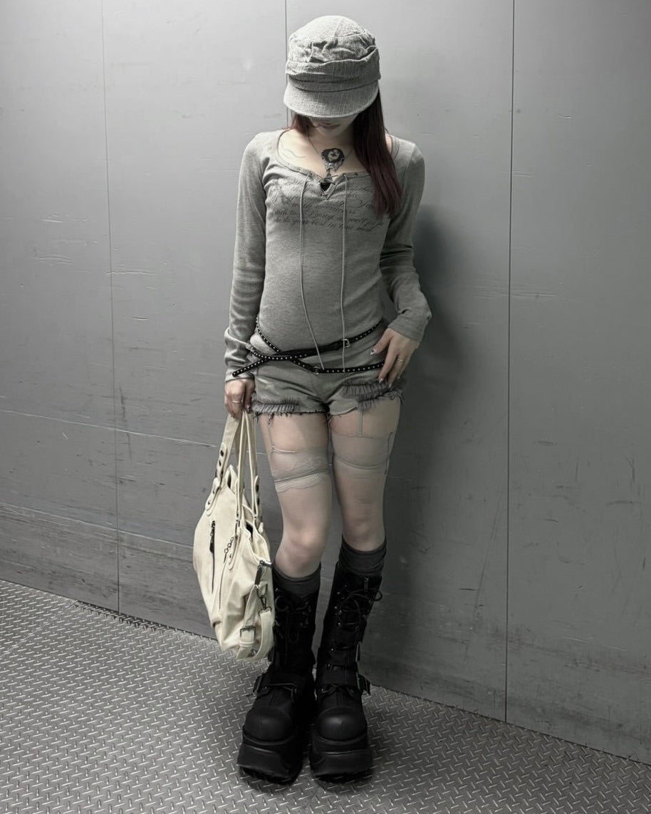 受注制【nmtc+】Lace Up Lettering Top (2color)