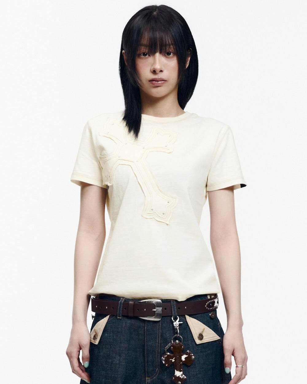 【AAKAM】Big Patch CROS2 Half Top