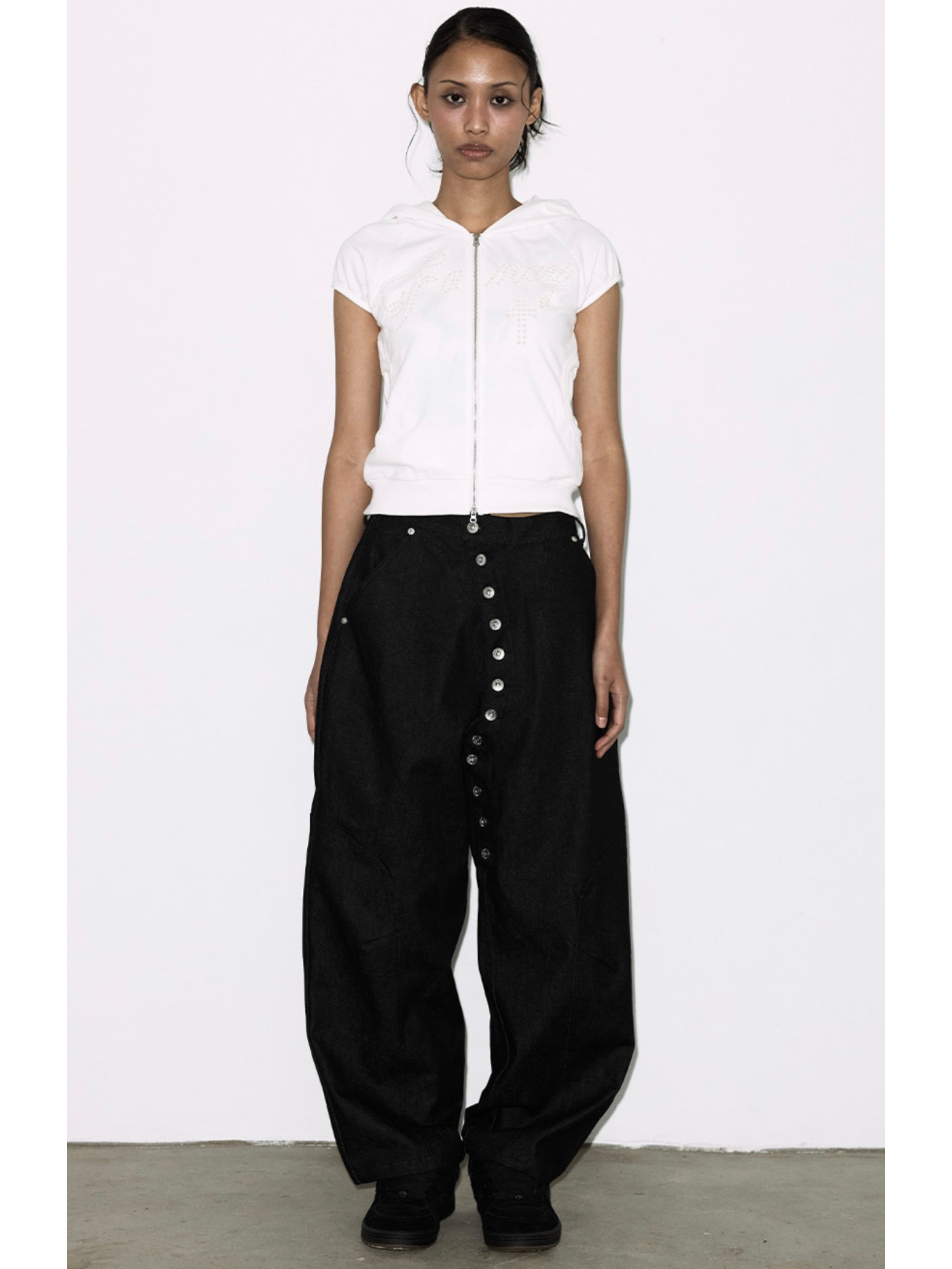 【FANCY CLUB】HOTFIX PUFF SLEEVE HOOD ZIP-UP