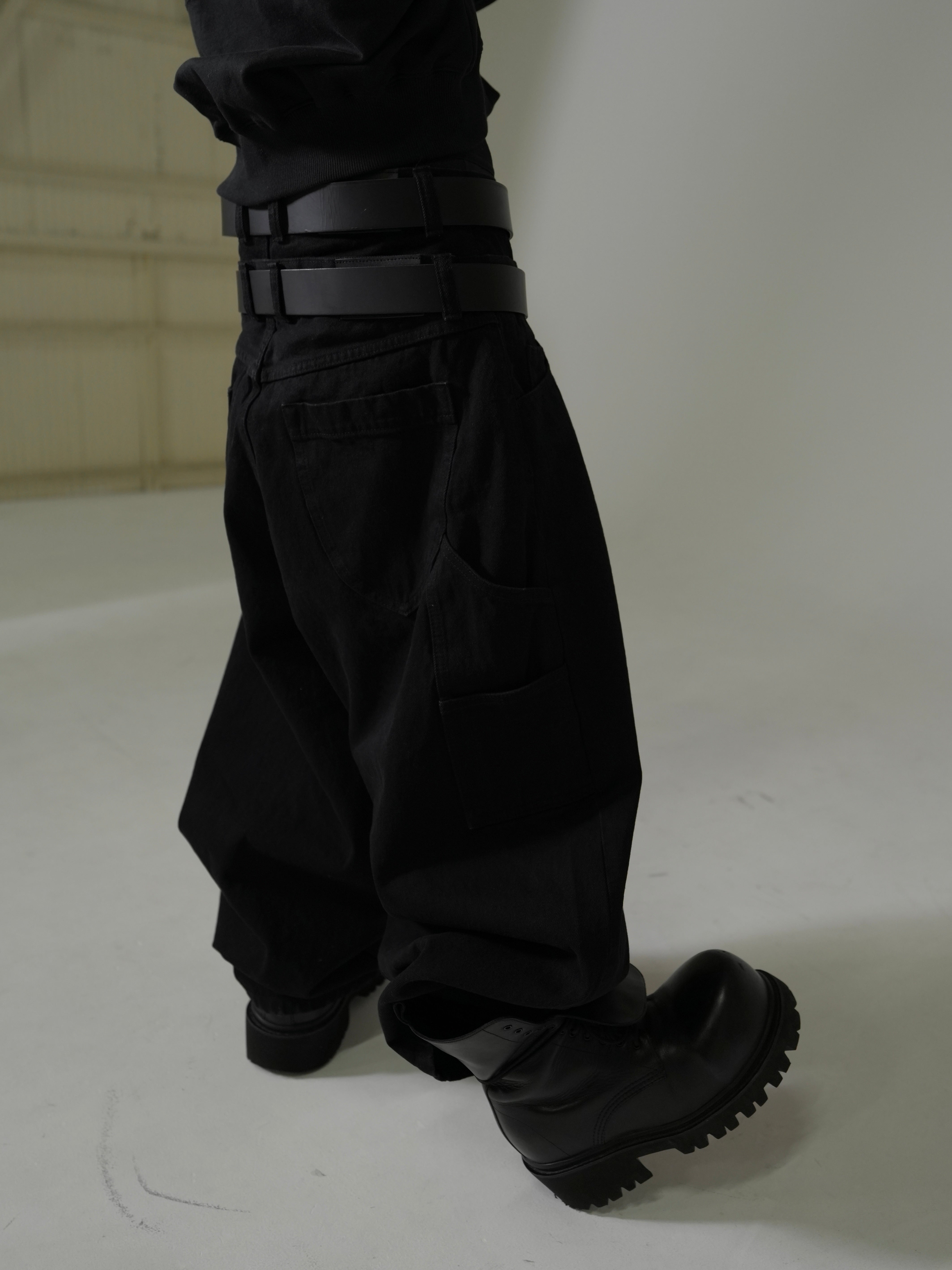 【Lee fi Ne】Double Waist Baggy Jeans