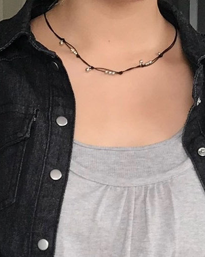 受注制【OaKS】boho chic beaded cord necklace (2color)