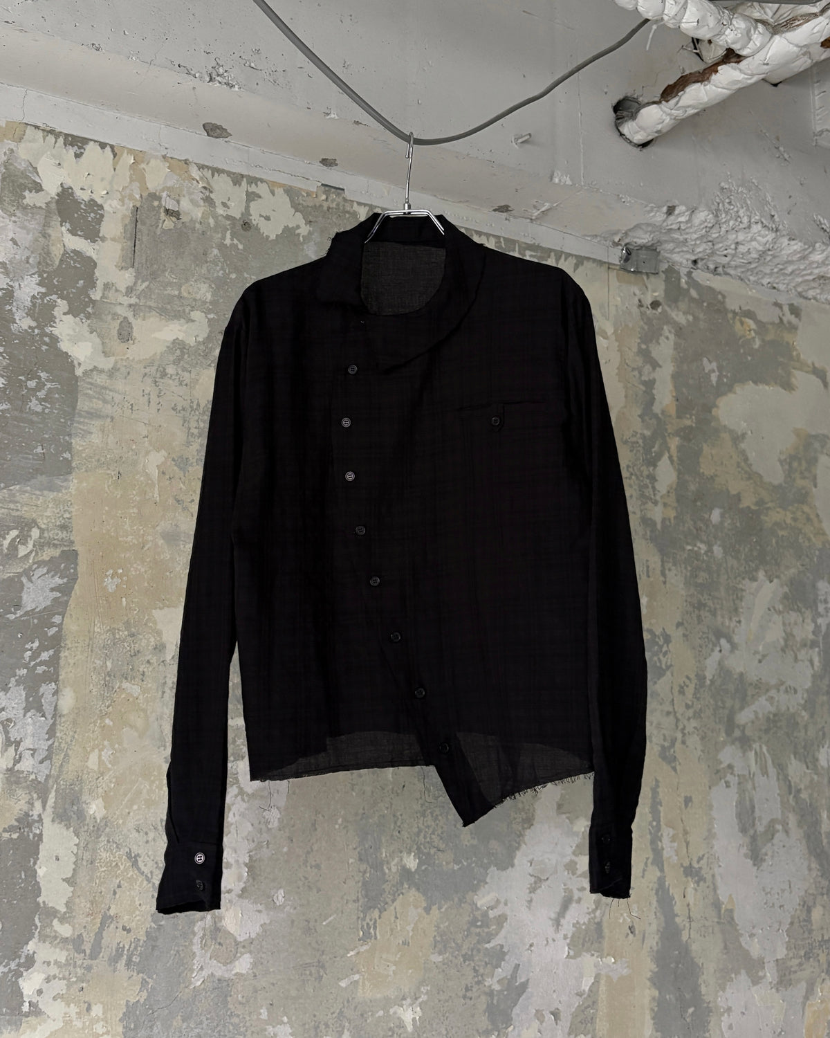【Lee fi Ne】Offset Sheer Check Shirt