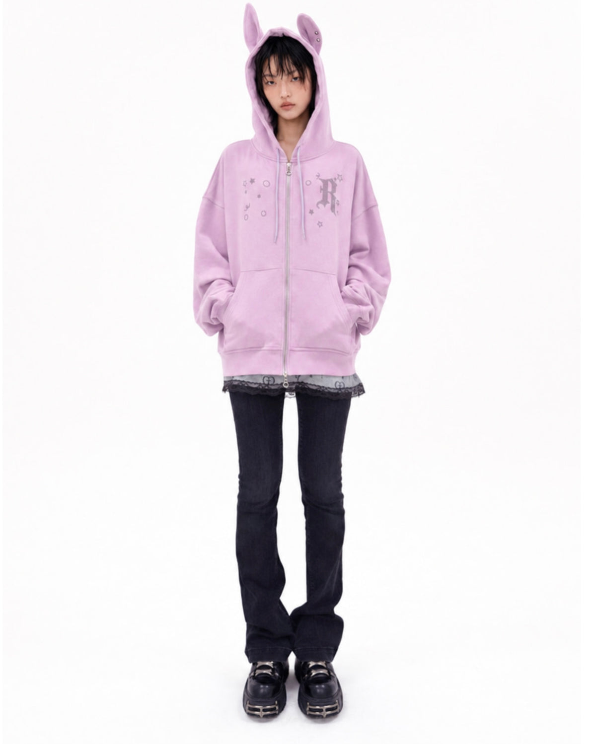 【runningHIGH】EAR ZIP UP HOODIE