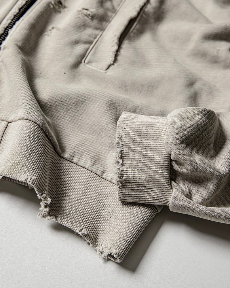 【roaringrad】Damage Crop Hoodie Jacket