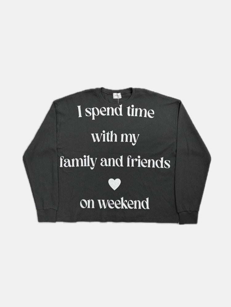 【LUV CODE】lettering waffle long sleeve tee