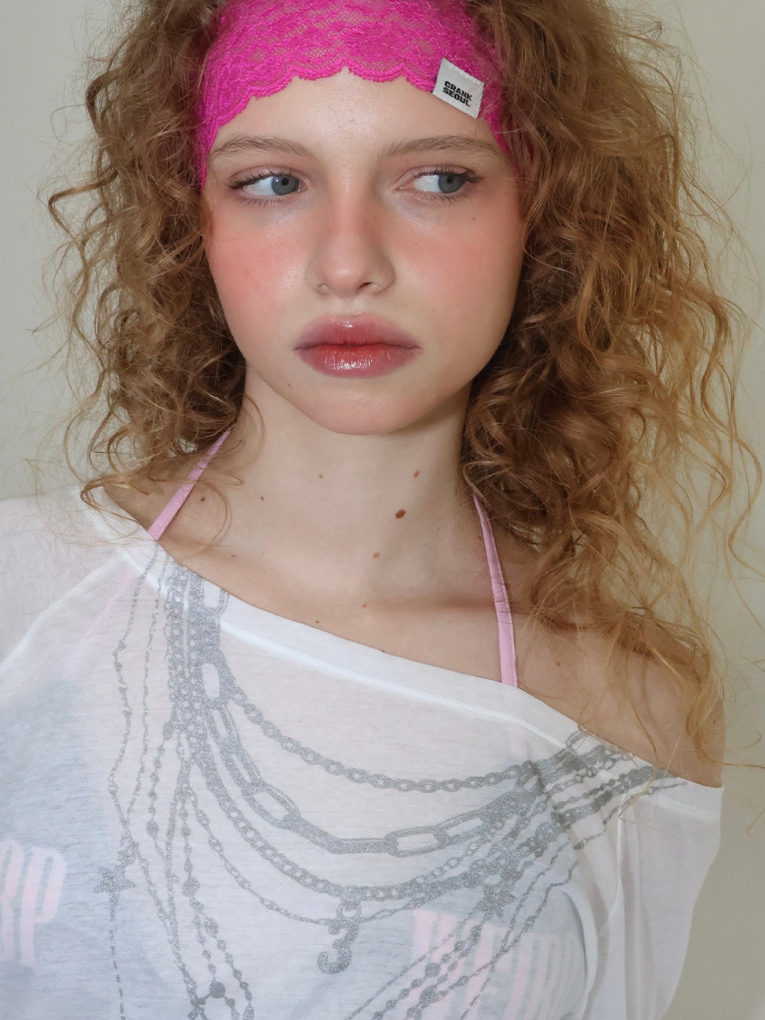 【CRANK】SHEER NECKLACE OFF-SHOULDER TOP