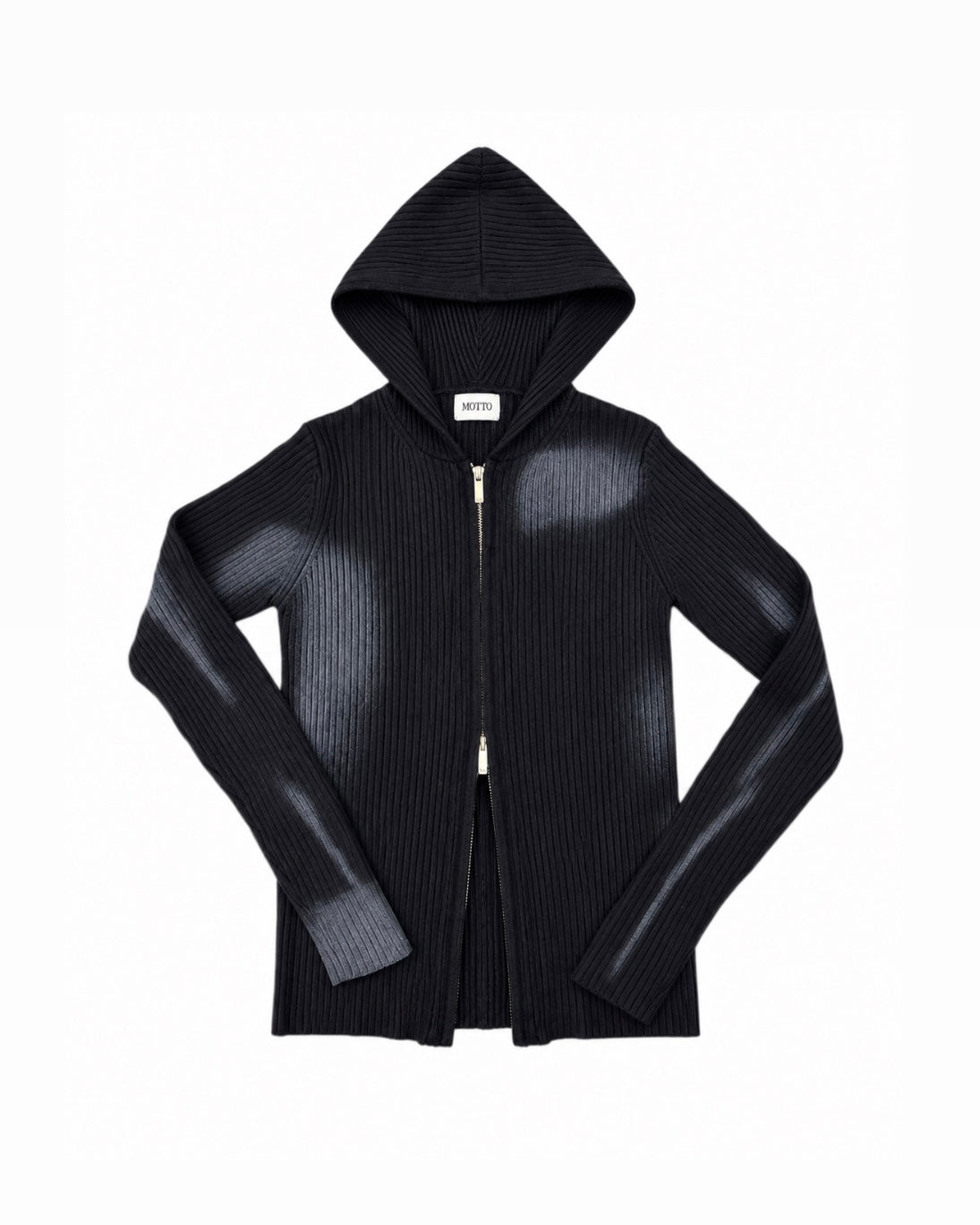 受注制【Never mind the XU】SPRAY WASH ZIP KNIT HOODIE (2color)