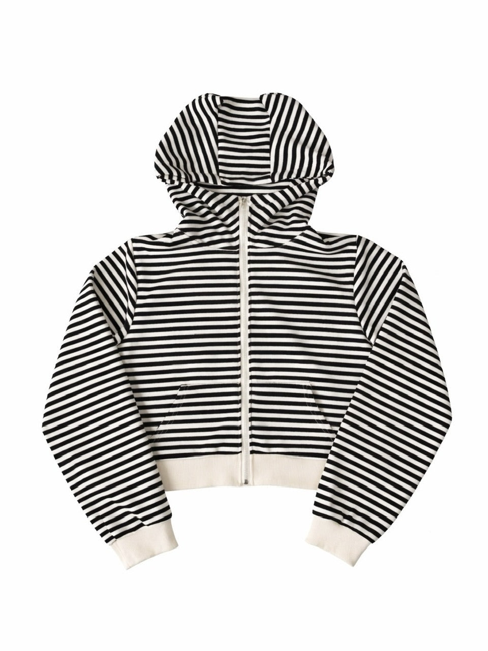 国際配送【LUV CODE】stripe cropped zip up hoodie