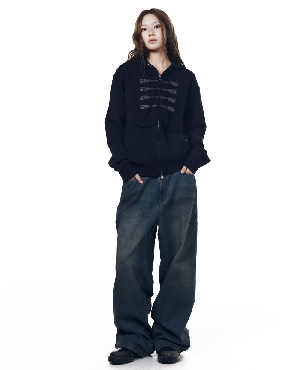 【AAKAM】Napoleon Printed Zip-Up Hoodie