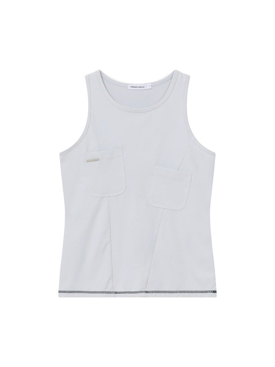 【Miseki seoul】Pocket pointed sleeveless