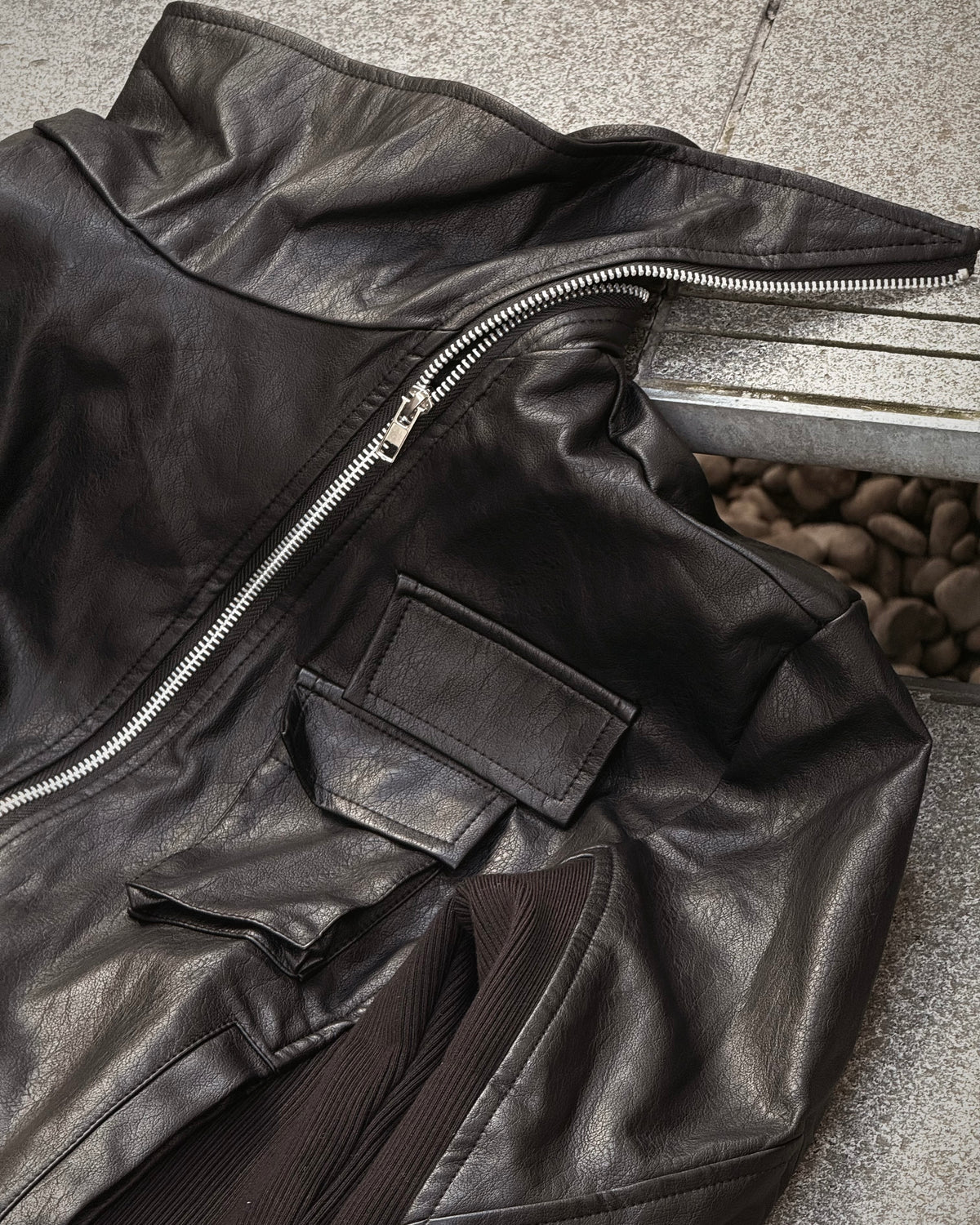 受注制【Never mind the XU】Utility Leather Rider Jacket