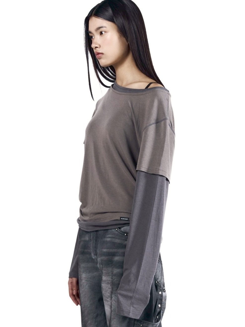 【AAKAM】Contrast Layered Long Sleeve
