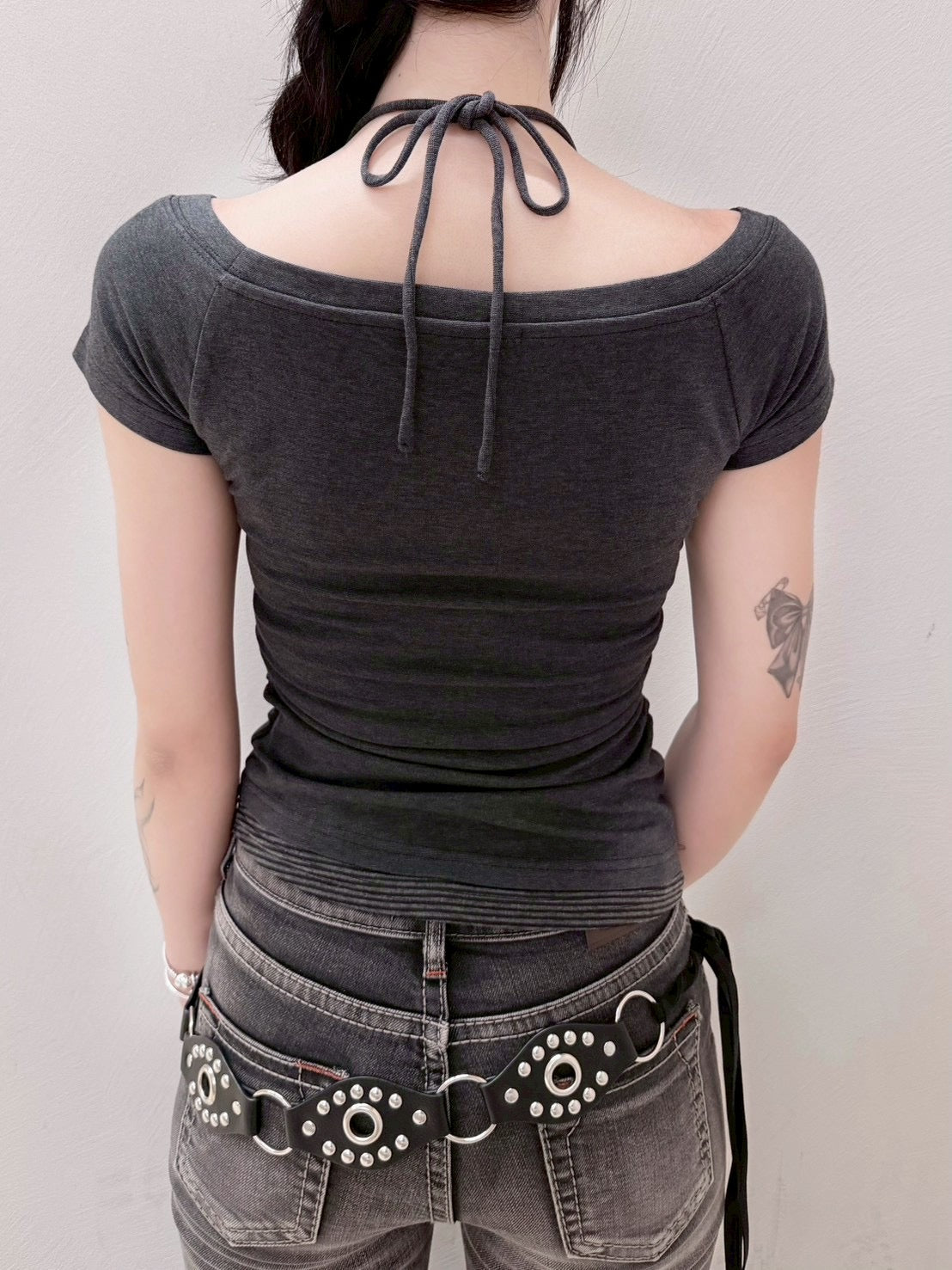 受注制【nmtc+】Anco Studded Halter Neck Tee (3color)