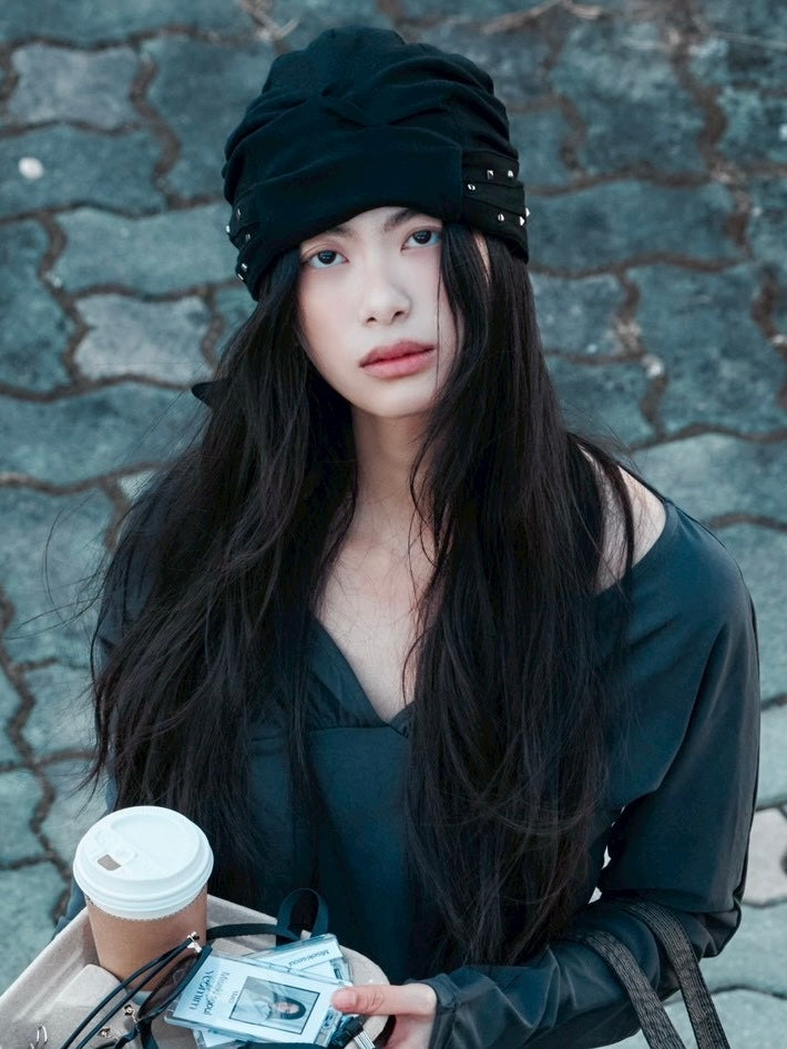 【YEOMIM x Miseki seoul】stud shirring band beanie