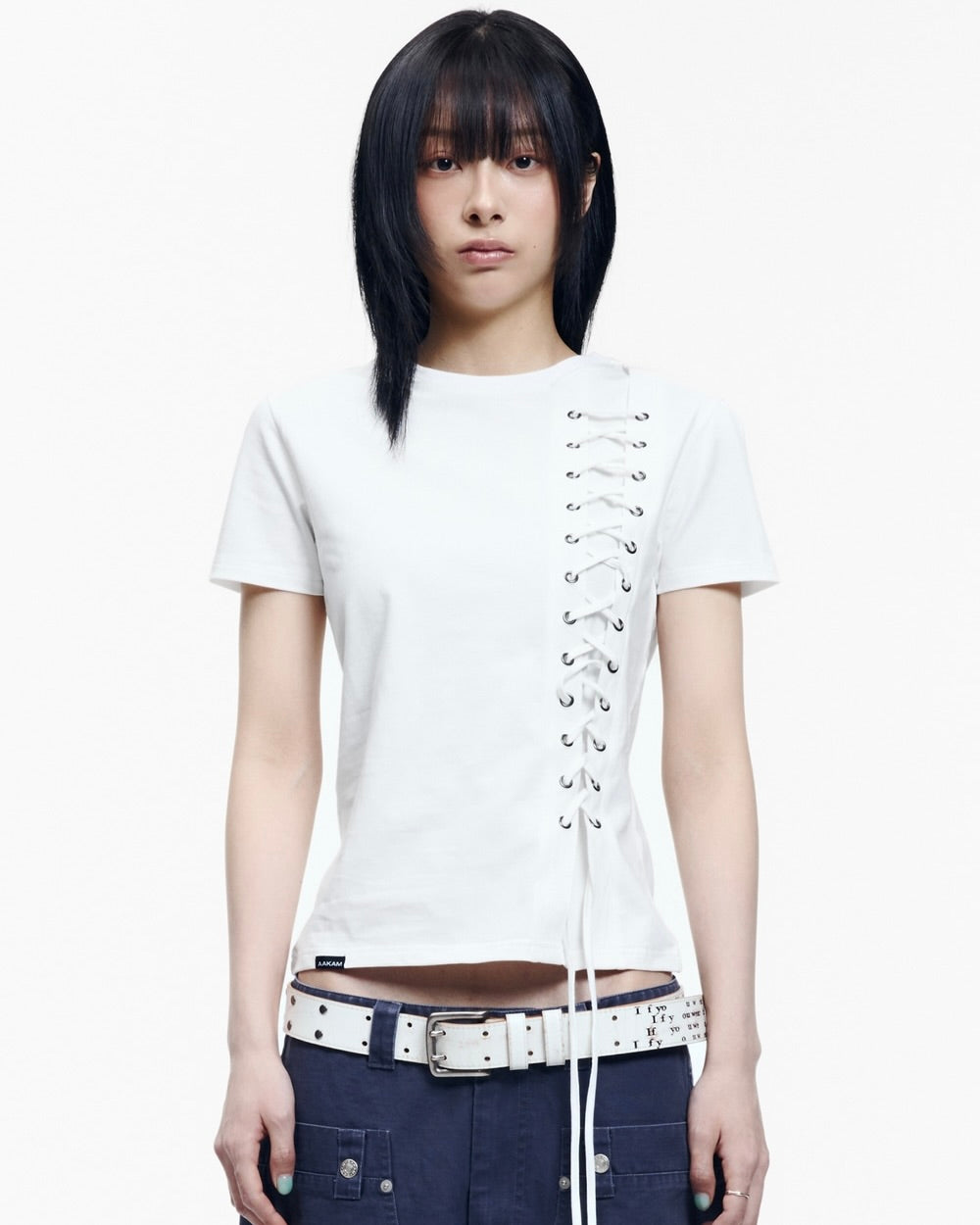 【AAKAM】Eyelet Corset Half Top