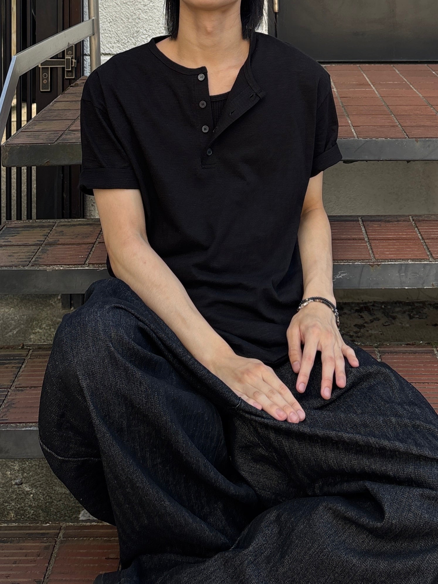 【youll】basic henley neck tee (2color)
