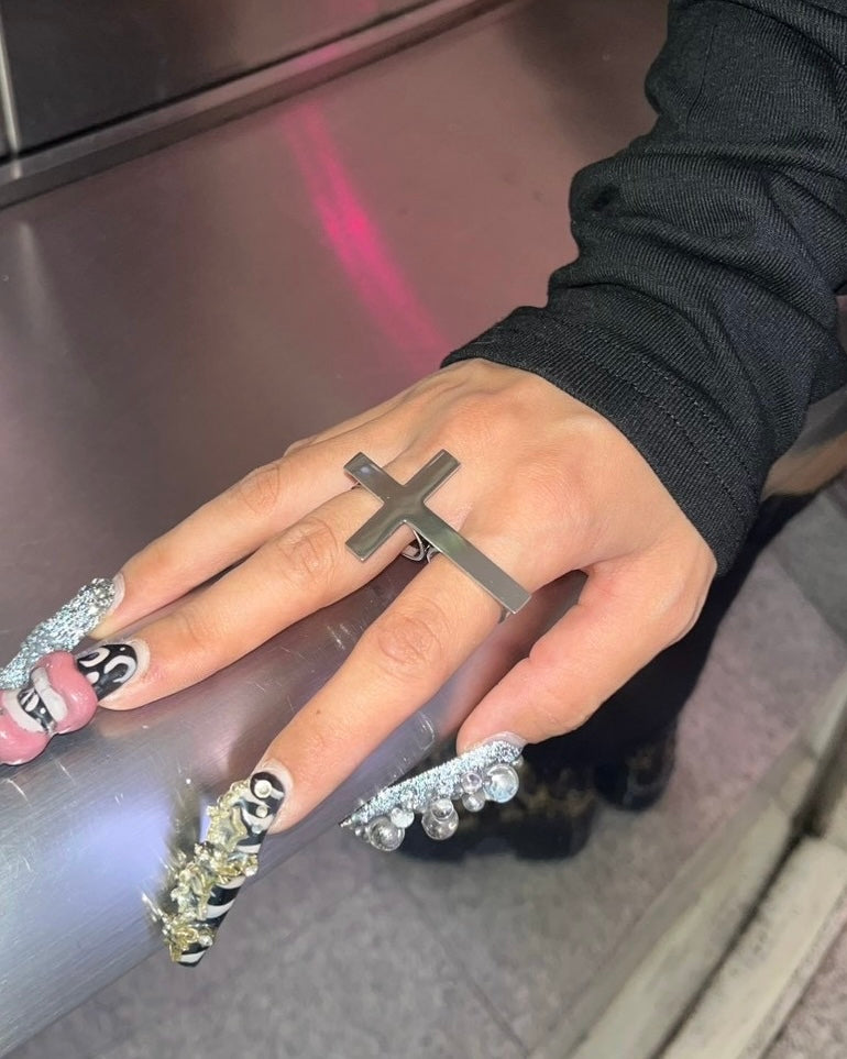 国際配送【BABY09】punk cross ring