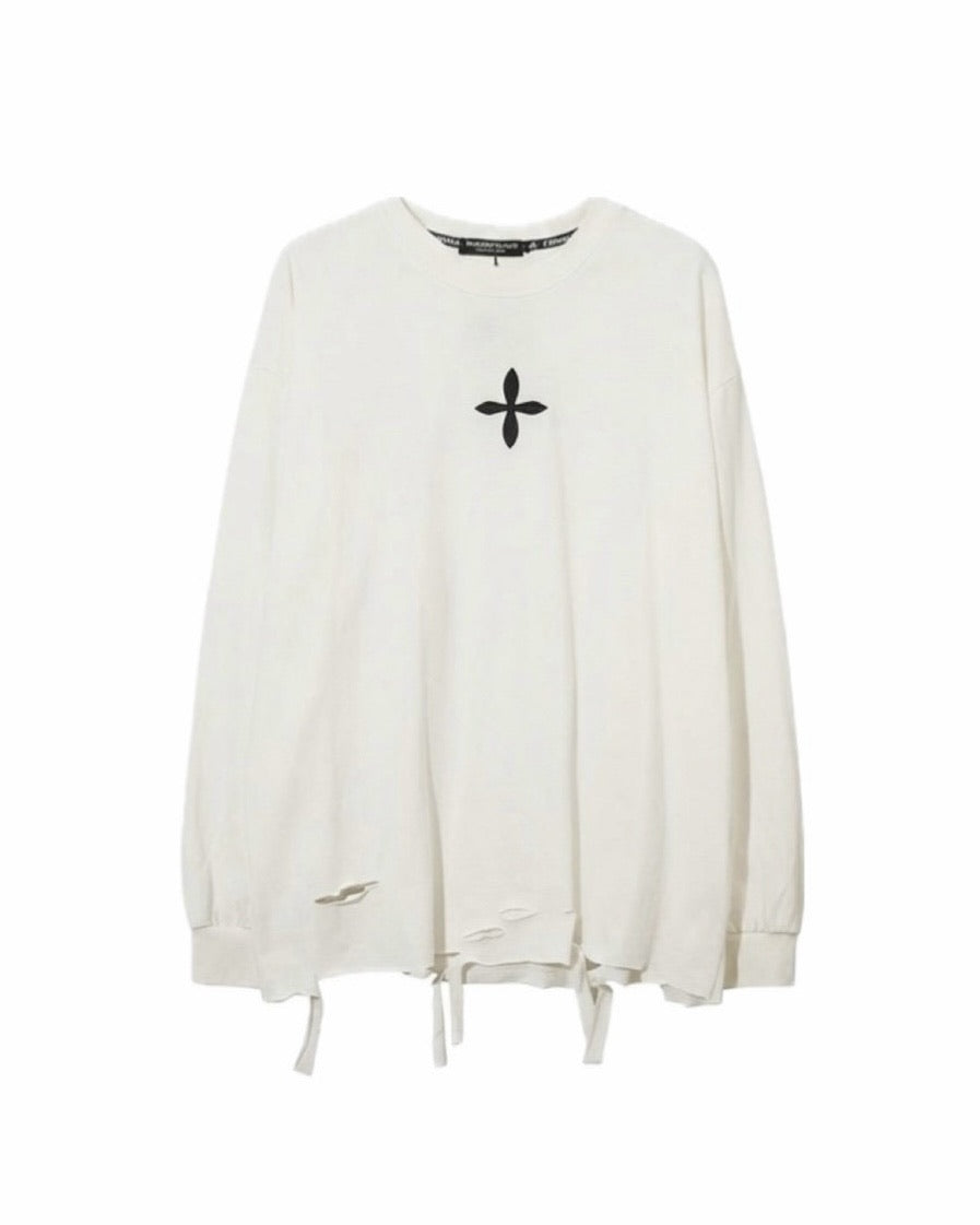国際配送【LUV CODE】Cross distressed long sleeve