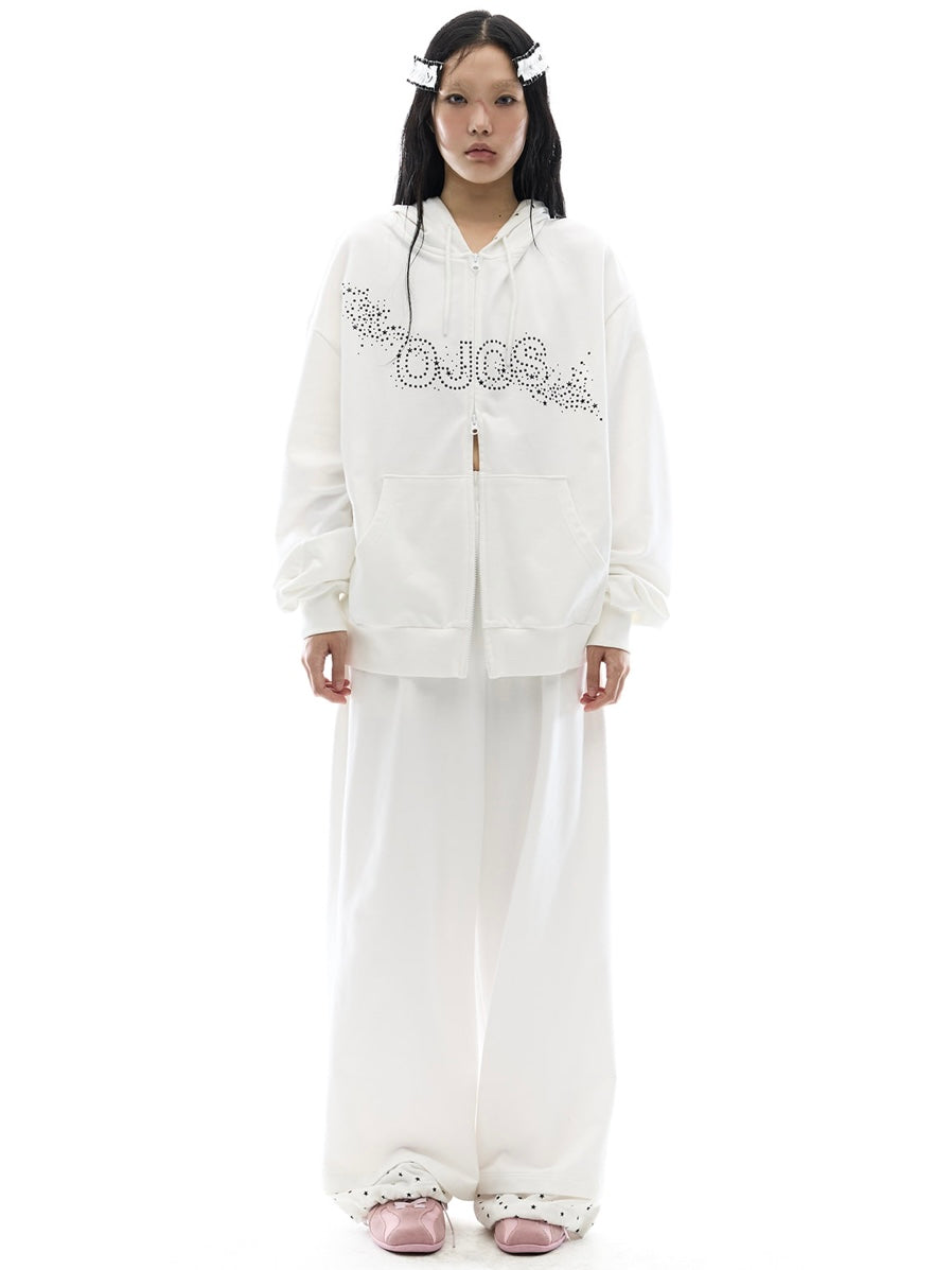 【OJOS】Hotfix Logo Wide Sweatpants