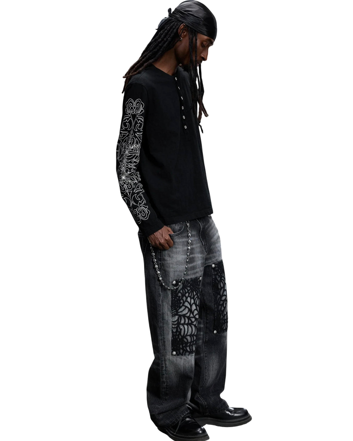 【THEBOYHASNOPATIENCE】LUMINOUS DAWN BAROQUE HENLEY L/S TEE