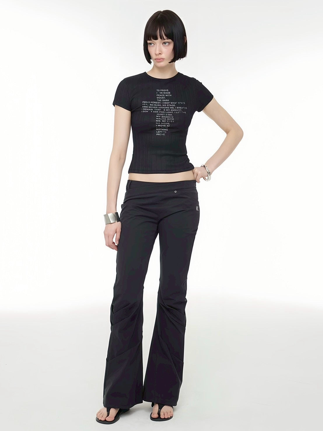 【ROCK CAKE】Asymmetry Waist Flare Pants