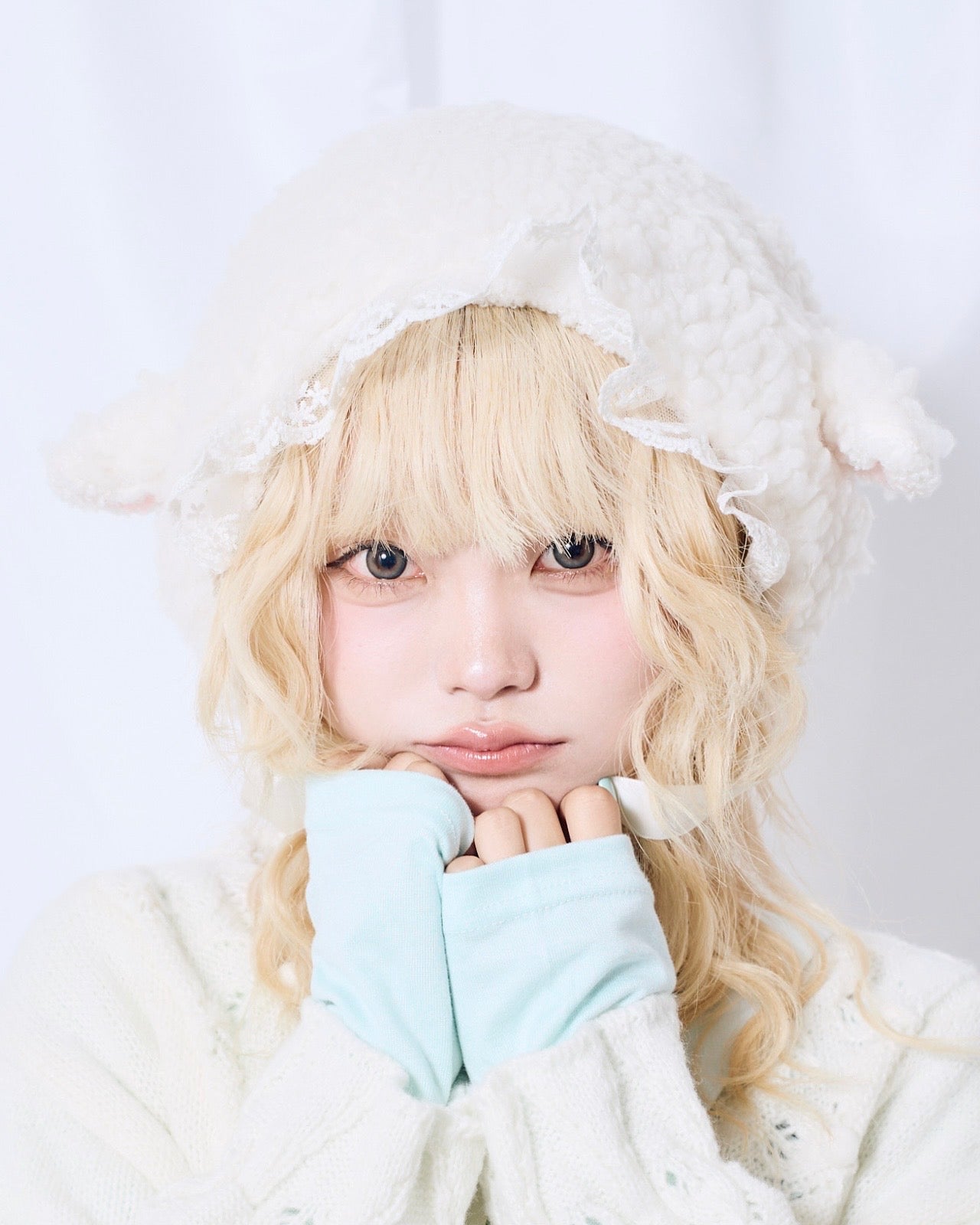 9/18 20:00 発売 国際配送【Nerd out XU】lace sheep bonnet