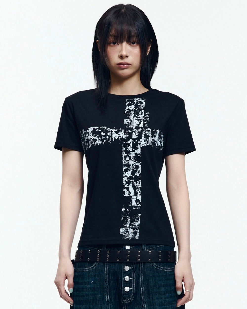 【AAKAM】Mosaic Cross Half Top