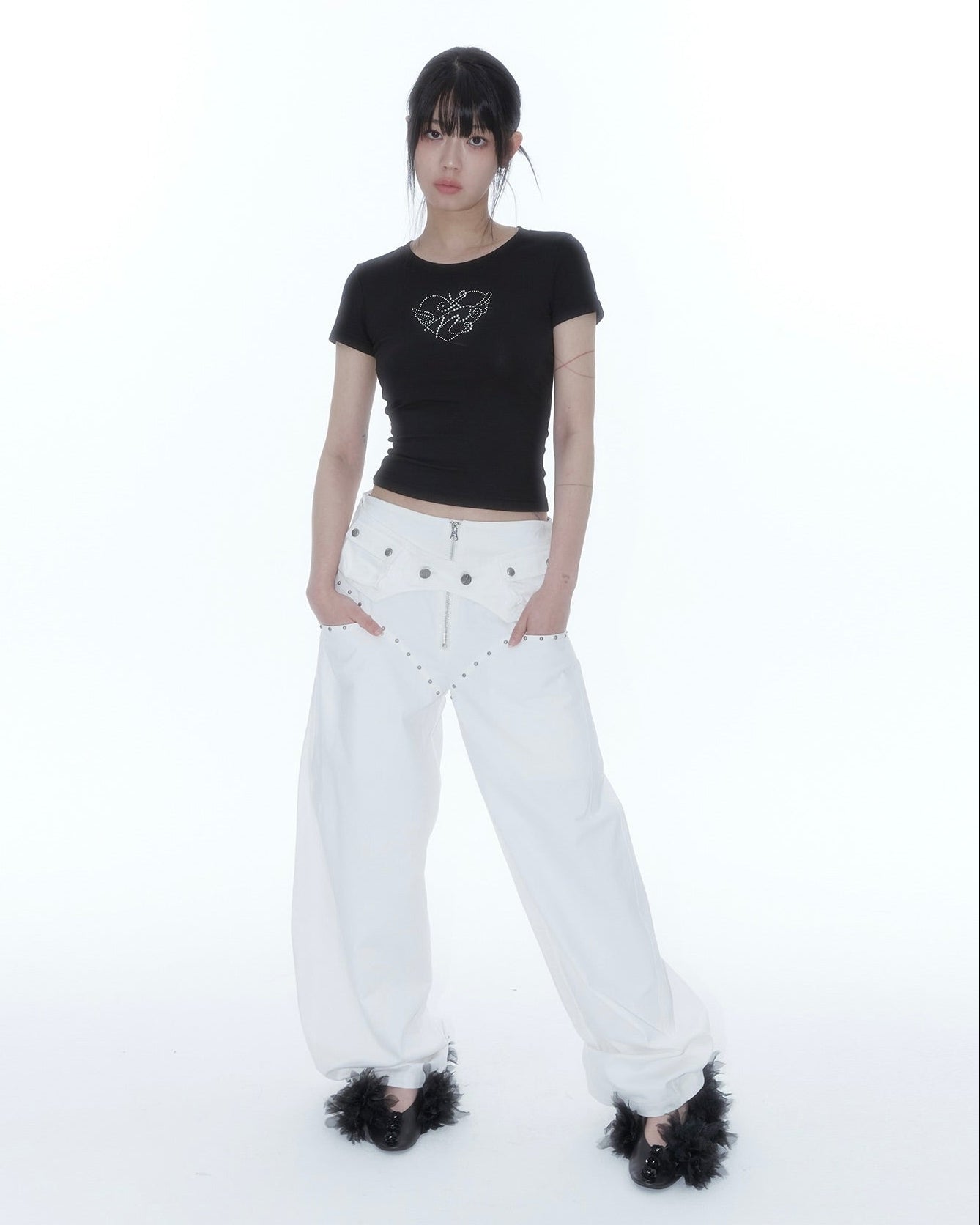 【Kashiko】Flower Heart Baby Tee