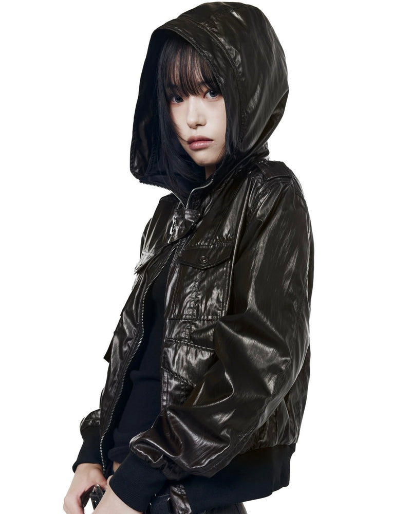 【AAKAM】Coated Pocket Hooded Jacket