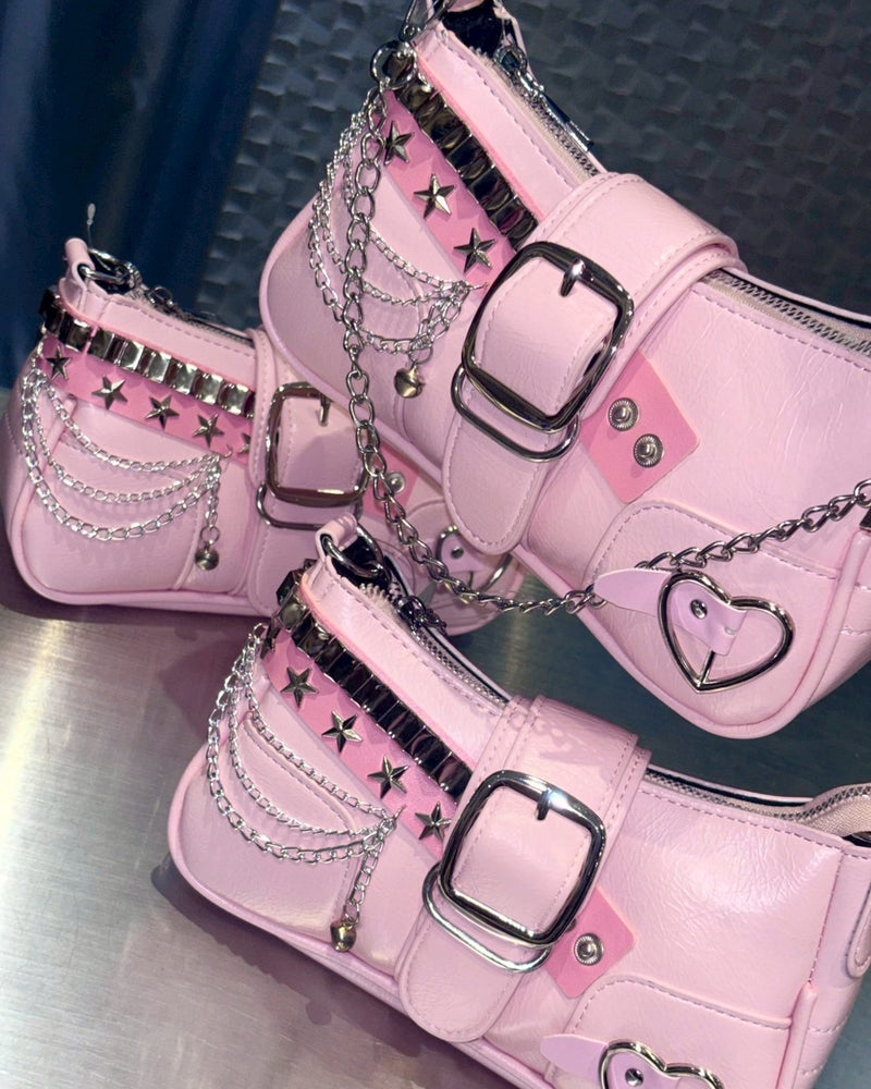 国際配送【BABY09】y2k pink chain belt bag