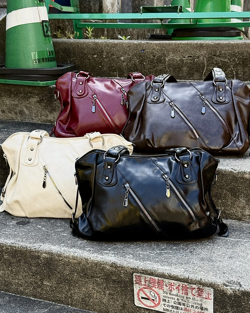 受注制【Never mind the XU】2way faux leather bag (4color)