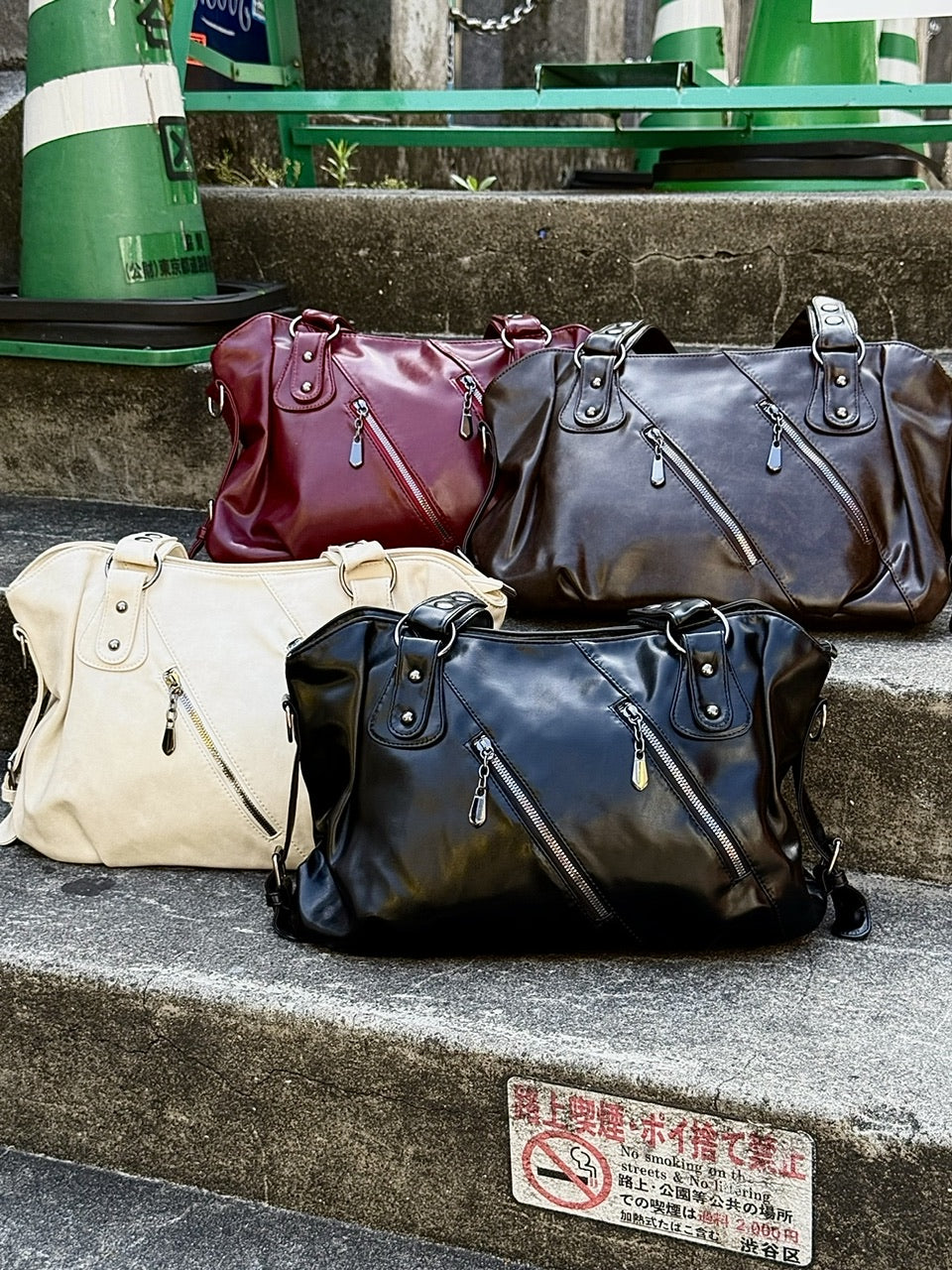 受注制【Never mind the XU】2way faux leather bag (4color)