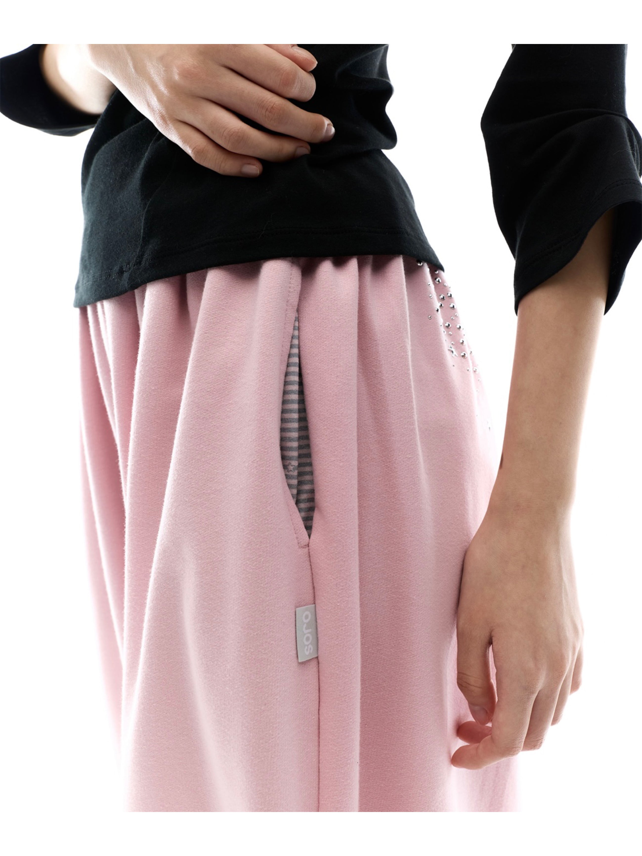 【OJOS】Hotfix Logo Wide Sweatpants