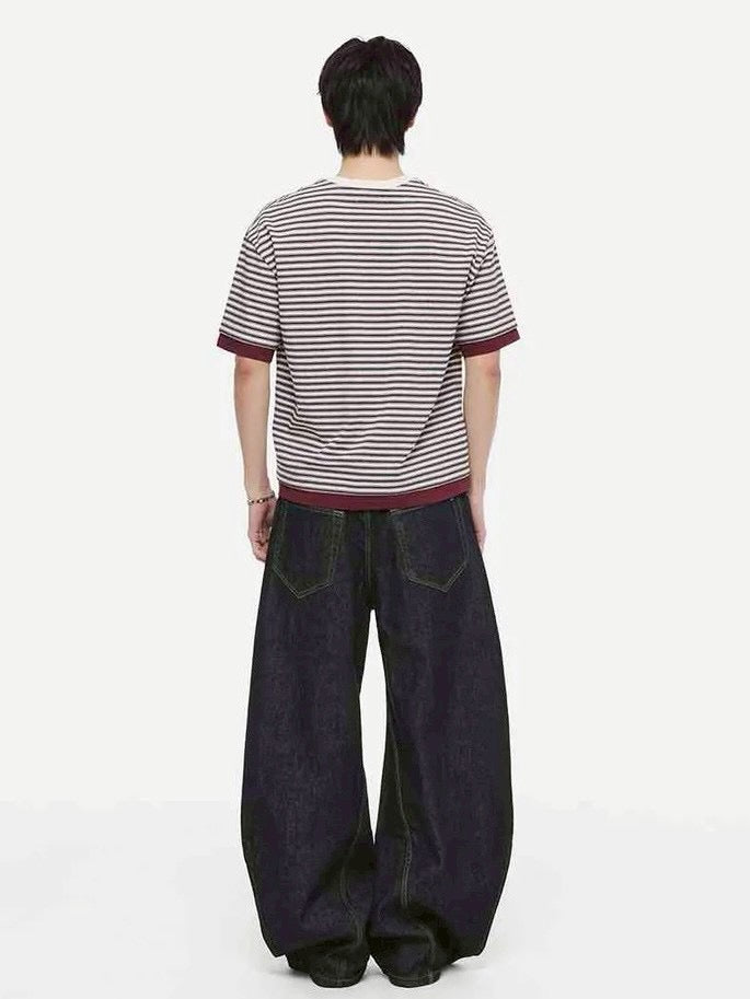 【DNSR】Layered Stripe Crop T-Shirt