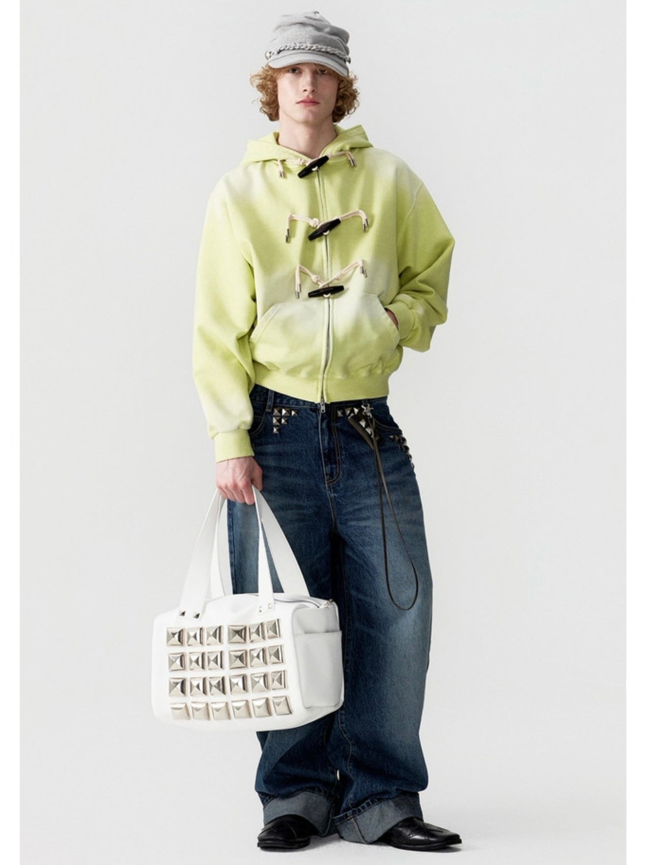 【ESC STUDIO】oversize studded shoulder bag