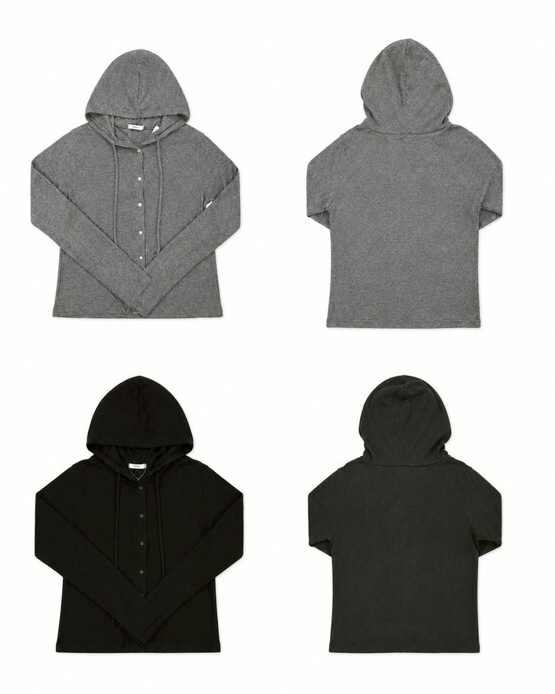受注制【nmtc+】Sheer Button Hooded Cardigan (2color)
