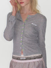 【CRANK】SHEER COLOR BUTTON CARDIGAN
