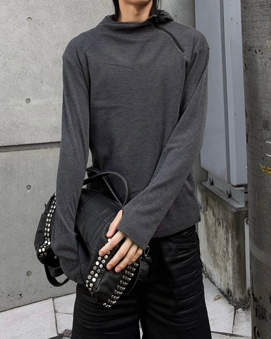 受注制【nmtc+】Diagonal Zip Hood Top (3color)